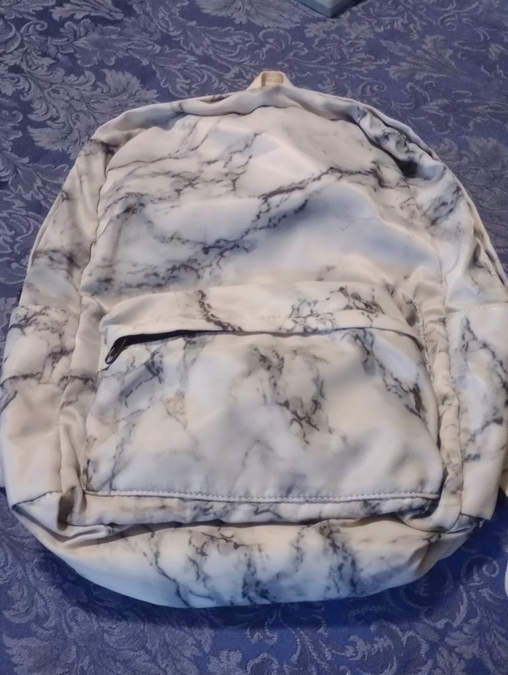 Stylish White Marble Print Backpack